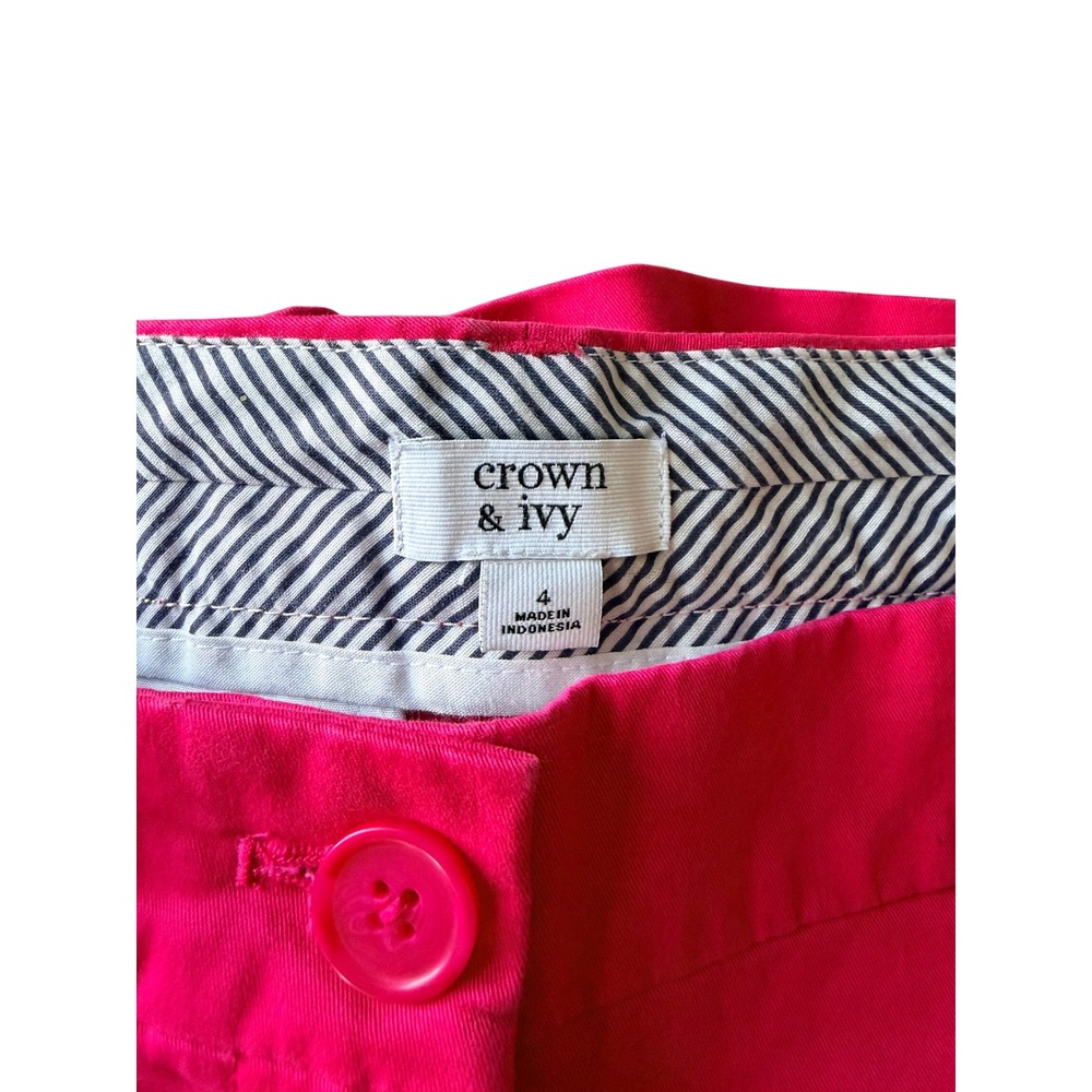 Crown & Ivy Womens Hot Pink‎ Chino Shorts Size 4 - Picture 3 of 3